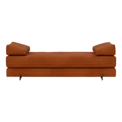Canapé convertible pieds métal noir et corduroy orange 160-200cm Sigmund Indu - Innovation Living