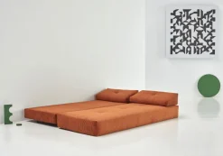 Canapé convertible pieds métal noir et corduroy orange 160-200cm Sigmund Indu - Innovation Living