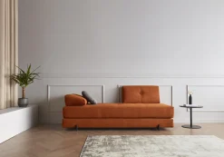 Canapé convertible pieds métal noir et corduroy orange 160-200cm Sigmund Indu - Innovation Living
