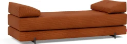 Canapé convertible pieds métal noir et corduroy orange 160-200cm Sigmund Indu - Innovation Living