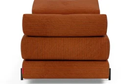Canapé convertible pieds métal noir et corduroy orange 160-200cm Sigmund Indu - Innovation Living