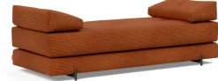 Canapé convertible pieds métal noir et corduroy orange 160-200cm Sigmund Indu - Innovation Living