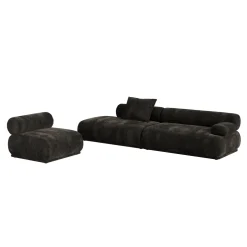 Canapé côté droit en tissu marron foncé 4,5 places Rembrandt - Zuiver