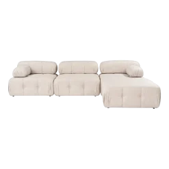 Canapé d'angle droit avec un pouf en tissu beige 95x288x75cm Bubble - Home Design