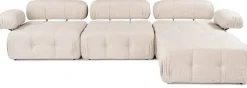 Canapé d'angle droit avec un pouf en tissu beige 95x288x75cm Bubble - Home Design
