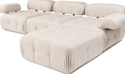 Canapé d'angle droit avec un pouf en tissu beige 95x288x75cm Bubble - Home Design