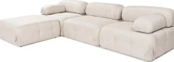 Canapé d'angle droit avec un pouf en tissu beige 95x288x75cm Bubble - Home Design