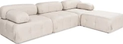Canapé d'angle droit avec un pouf en tissu beige 95x288x75cm Bubble - Home Design