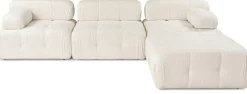 Canapé d'angle droit avec un pouf en tissu crème 95x288x75cm Bubble - Home Design