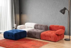 Canapé d'angle droit avec un pouf en tissu multicolore 95x288x75cm Bubble - Home Design