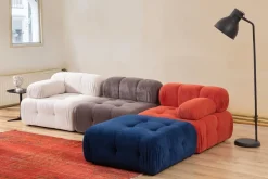 Canapé d'angle droit avec un pouf en tissu multicolore 95x288x75cm Bubble - Home Design