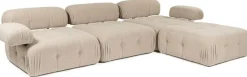 Canapé d'angle droit avec un pouf en tissu pêche 95x288x75cm Bubble - Home Design