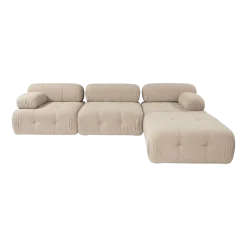 Canapé d'angle droit avec un pouf en tissu pêche 95x288x75cm Bubble - Home Design