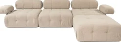 Canapé d'angle droit avec un pouf en tissu pêche 95x288x75cm Bubble - Home Design