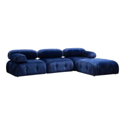 Canapé d'angle droit en tissu velours bleu 95x288x75cm Bubble - Home Design