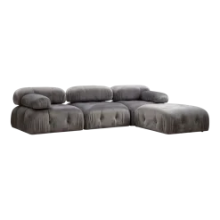Canapé d'angle droit en tissu velours gris 95x288x75cm Bubble - Home Design