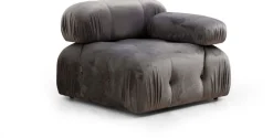 Canapé d'angle droit en tissu velours gris 95x288x75cm Bubble - Home Design