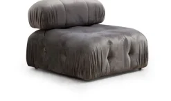 Canapé d'angle droit en tissu velours gris 95x288x75cm Bubble - Home Design