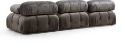 Canapé d'angle droit en tissu velours gris 95x288x75cm Bubble - Home Design