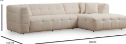 Canapé d'angle droit 3 places en tissu blanc 100x300x72cm Cady - Home Design