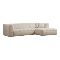 Canapé d'angle droit 3 places en tissu blanc 100x300x72cm Cady - Home Design