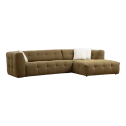 Canapé d'angle droit 3 places en tissu kaki 100x300x72cm Cady - Home Design