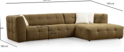 Canapé d'angle droit 3 places en tissu kaki 100x300x72cm Cady - Home Design