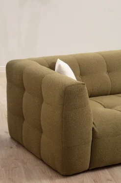 Canapé d'angle droit 3 places en tissu kaki 100x300x72cm Cady - Home Design