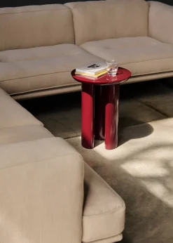 Canapé d'angle en tissu cifrado 221 et pieds en aluminium poli 280cm Inland AV41 - &tradition