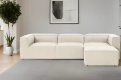 Canapé d'angle en tissu écru 185x296x66cm Fora - Home Design