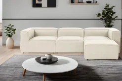 Canapé d'angle en tissu écru 185x296x66cm Fora - Home Design