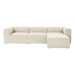 Canapé d'angle en tissu écru 185x296x66cm Fora - Home Design