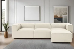 Canapé d'angle en tissu écru 185x296x66cm Fora - Home Design