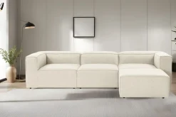 Canapé d'angle en tissu écru 185x296x66cm Fora - Home Design