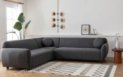 Canapé d'angle en tissu gris foncé 280x93x86cm Eddy - Home Design