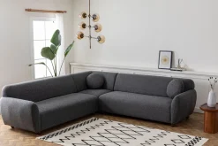Canapé d'angle en tissu gris foncé 280x93x86cm Eddy - Home Design