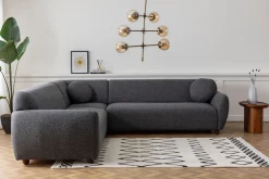 Canapé d'angle en tissu gris foncé 280x93x86cm Eddy - Home Design