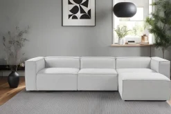 Canapé d'angle en tissu gris 185x296x66cm Fora - Home Design