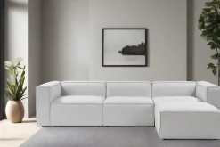 Canapé d'angle en tissu gris 185x296x66cm Fora - Home Design