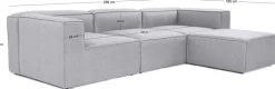 Canapé d'angle en tissu gris 185x296x66cm Fora - Home Design