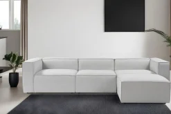 Canapé d'angle en tissu gris 185x296x66cm Fora - Home Design