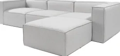 Canapé d'angle en tissu gris 185x296x66cm Fora - Home Design
