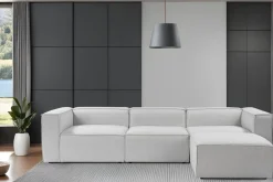 Canapé d'angle en tissu gris 185x296x66cm Fora - Home Design