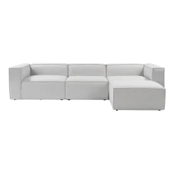 Canapé d'angle en tissu gris 185x296x66cm Fora - Home Design