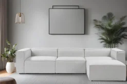 Canapé d'angle en tissu gris 185x296x66cm Fora - Home Design
