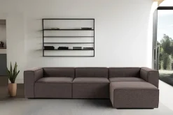 Canapé d'angle en tissu marron 185x296x66cm Fora - Home Design