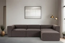 Canapé d'angle en tissu marron 185x296x66cm Fora - Home Design