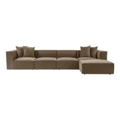 Canapé d'angle en tissu marron 350x190x65cm Sora - home Design