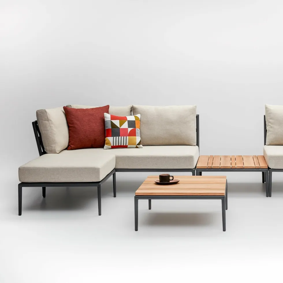 Canapé d'angle gauche avec coussin gris lave Leo modular - Vincent Sheppard