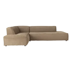 Canapé d'angle gauche en polyester côtelé caramel 308x188cm Fat Freddy - Zuiver